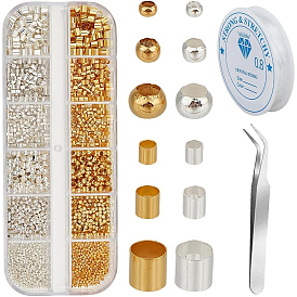 DIY-Befund-Kits, einschließlich Messing-Quetschperlenabdeckungen, 304 Wimpernpinzettenclips aus Edelstahl
