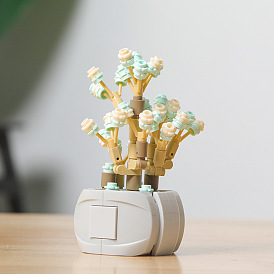 Plastic Succulent Flowers Plant Building Blocks DIY Toy Set, Succulents Bonsai Model, for Gift Home Decor