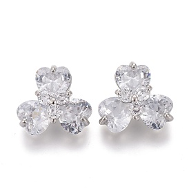 Пуговицы на хвостовике из латуни с микропейвом и прозрачным кубическим цирконием, цветок