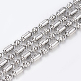 304 Stainless Steel Ball Chains, with Spool, Oval and Round