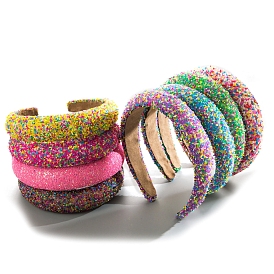 Plastic Chip Bead Sponge Hair Bands, Wide Hair Accessories for Women Girls
