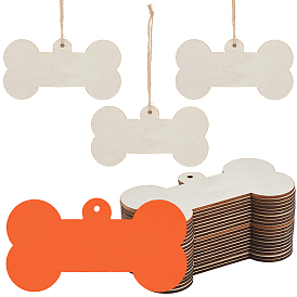 Комплект незаконченных деревянных подвесок большого размера, с джутовым шнуром