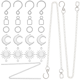 DIY Sun Catcher Kits, include  10Pcs Clips Pins, 30Pcs Jump Rings, 10Pcs Stainless Steel Hook, 5M Twisted Chains, 10Pcs 2 Styles Links Connector