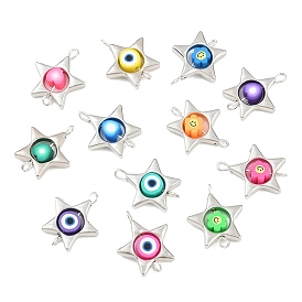 Пластиковая рамка ccb с бусинами из полимерной глины, подвесками-соединителями в виде звездочек, с латунными двойными петлями, платина, разноцветные