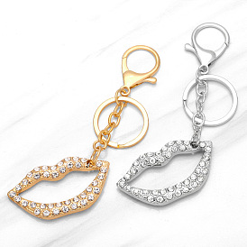 Personalized diamond lip pendant metal keychain lipstick bag key chain small gift kca17
