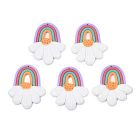 Handmade Polymer Clay Pendants, Rainbow & April Daisy