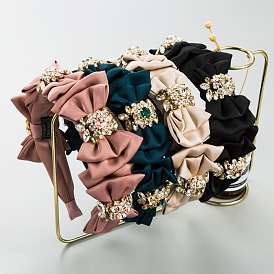 Butterfly Bow Diamond Hair Hoop - Elegant and Fashionable Satin Fabric Headband.