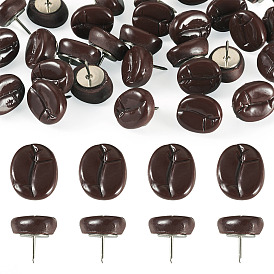 30Stücke kaffeebohnenförmiger, undurchsichtiger Harzfiguren mit Eisenreißnägeln, Platin Farbe