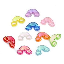 UV Plating Opaque Acrylic Beads, Iridescent, Rainbow with Cloud