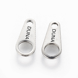 201 Stainless Steel Chain Tabs, Chain Extender Connectors, with Word DUNA, Stainless Steel Color