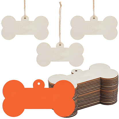 Комплект незаконченных деревянных подвесок большого размера, с джутовым шнуром