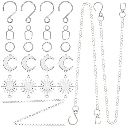DIY Sun Catcher Kits, include  10Pcs Clips Pins, 30Pcs Jump Rings, 10Pcs Stainless Steel Hook, 5M Twisted Chains, 10Pcs 2 Styles Links Connector