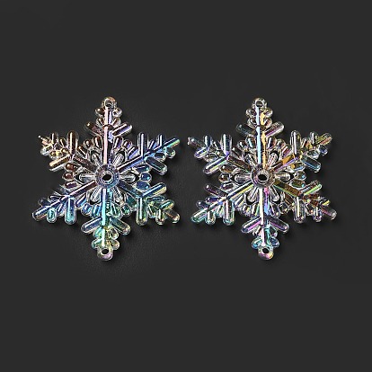 Christmas UV Plated Transparent Acrylic Connector Charms, Snowflake Links