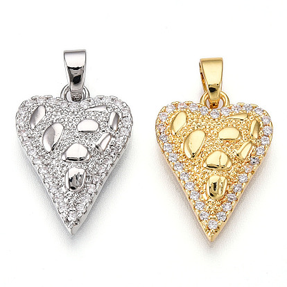 Латунные микро проложить кубического циркония подвески, без кадмия и без свинца, сердце прелести