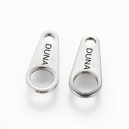 201 Stainless Steel Chain Tabs, Chain Extender Connectors, with Word DUNA, Stainless Steel Color