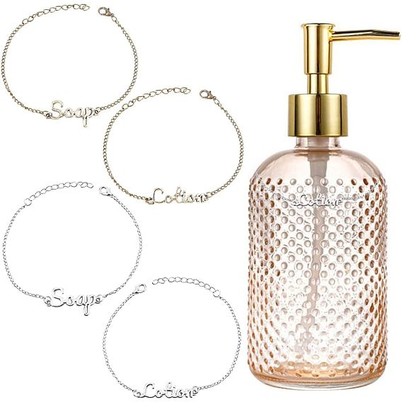 8шт 4 браслеты из цинкового сплава, с бордюрами, слово мыло, без кадмия и без свинца