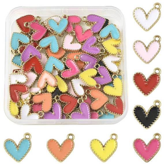 66 breloques en alliage d'émail, sans cadmium et sans nickel et sans plomb, or et de lumière, charme coeur