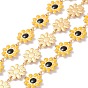 304 chaînes à maillons de fleurs de marguerite en acier inoxydable avec émail, non soudée, or