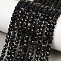 Natural Black Tourmaline Beads Strands, Faceted, Cube