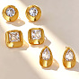 304 Stainless Steel Pave Clear Cubic Zirconia Stud Earrings for Women, Golden