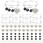 DIY Bangle Making Kits, Including 40Pcs Platinum Plated Alloy Enamel & Tibetan Style Alloy Quote Pendants, 10Pcs Adjustable Iron Expandable Bangle Making, Iron Open Jump Rings