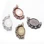 Rotatable Tibetan Style Alloy Pendant Cabochon Settings, Cadmium Free & Lead Free, Double-sided Tray, with Rhinestones, Oval