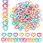 105pcs 7 colors Opaque & Transparent Acrylic Linking Rings, Quick Link Connectors, Twisted Heart, for Curb Chain Making