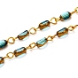 Handmade Beaded Chains, with Electroplate Glass Beads and Brass Findings, Oval