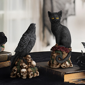 Хэллоуин смоляные фигурки кошек/ворон, для домашнего украшения рабочего стола