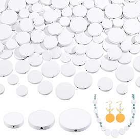 120шт. 3 стили бусин из натурального грушевого дерева, окрашенные, плоско-круглые