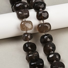 Природный дымчатый кварц нитей бисера, граненые, самородки, с бисером