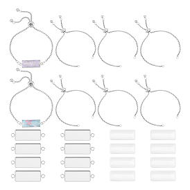 Набор для самостоятельного изготовления браслета из прямоугольного купола, включая 304 настройки разъема кабошона из нержавеющей стали и изготовление браслета-слайдера, Кабошоны из стекла