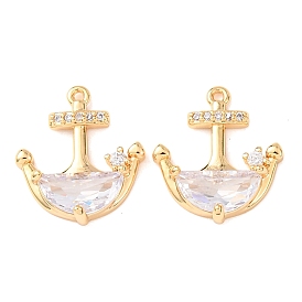 Латунные микро проложить кубического циркония подвески, Якорь прелести, без никеля , реальный 18 k позолоченный