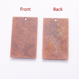 Metal Tags, Brass Stamping Blank Tag Pendants, Rectangle, 32x18x0.5mm, Hole: 1mm