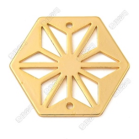 Pendentifs en acier inoxydable, hexagone avec breloques en forme de fleur
