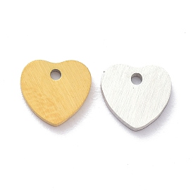 304 Stainless Steel Pendants, Brushed Finish Stamping Blank Tag, Laser Cut, Double Side Drawbench Effect, Heart