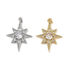 Латунные микро проложить кубического циркония подвески, без кадмия и без свинца, восьмиугольная звезда, с целью перехода в кольце