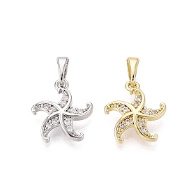 Латунные микропаве прозрачные подвески с фианитом, прелести морская звезда