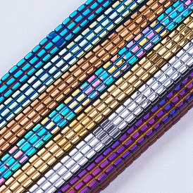 Electroplate Non-Magnetic Synthetic Hematite Beads Strands, Square