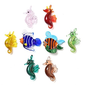 Handmade Lampwork Pendants, Sea Horse/Fish