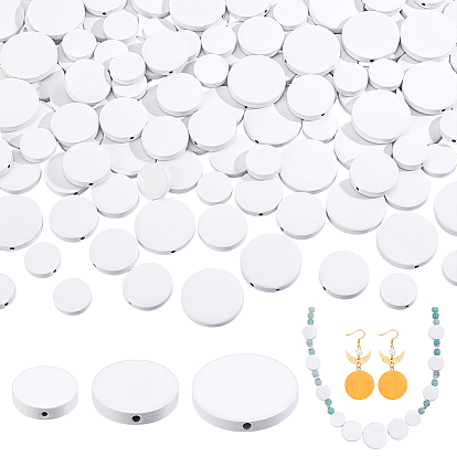 120шт. 3 стили бусин из натурального грушевого дерева, окрашенные, плоско-круглые