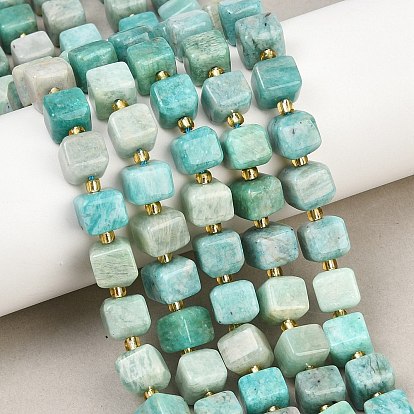 Природных амазонит бисер нитей, кубические, с бисером