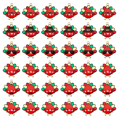 36 шт. 6 стильные милые подвески из сплава с принтом, золотой свет, без кадмия, без никеля и без свинца, очарование индейки