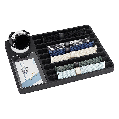 1Коробки для хранения бамбуковых ремешков для часов, с акриловыми досками, прямоугольные, с 1подставками для часов из силикона