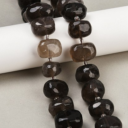 Природный дымчатый кварц нитей бисера, граненые, самородки, с бисером