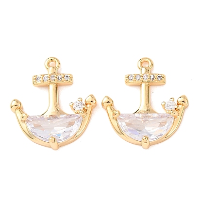 Латунные микро проложить кубического циркония подвески, Якорь прелести, без никеля , реальный 18 k позолоченный