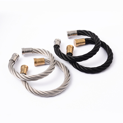 304 Stainless Steel Cuff Bangles Torque Bangles, 53mm