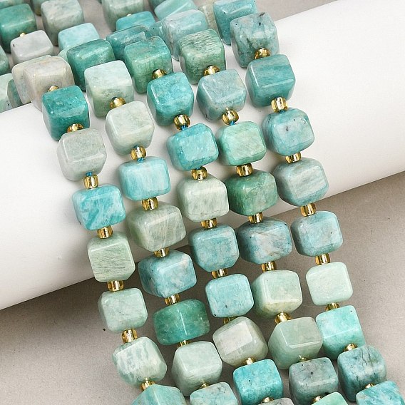 Природных амазонит бисер нитей, кубические, с бисером