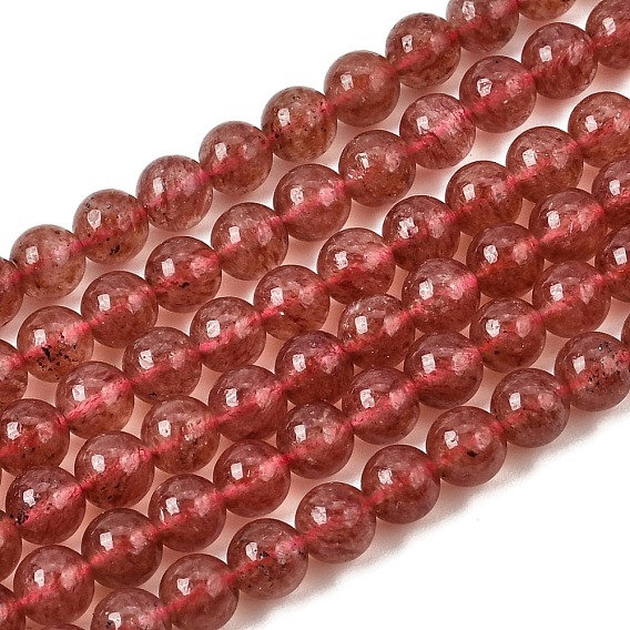 Natural Strawberry Quartz Beads Strands, Round