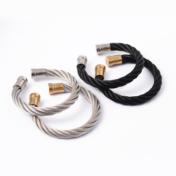 304 Stainless Steel Cuff Bangles Torque Bangles, 53mm